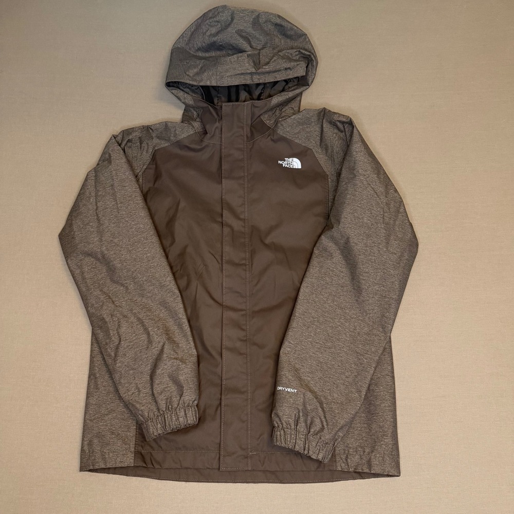 The North Face Boys DryVent Rain Jacket Gray Hooded Full Zip Size L 14/16